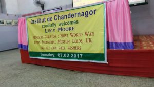 Welcome banner at the Institut de Chandernagore ©Leeds Museums & Galleries, photographed by Lucy Moore