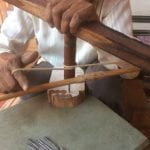 Wood block carving with hand drill, Pethapur